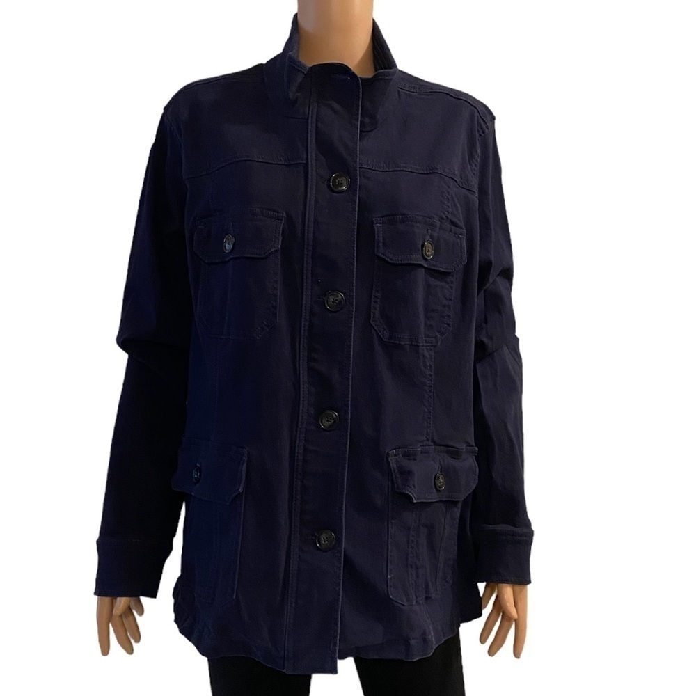 Market & Spruce jacket navy blue zip and button woman’s size 2X